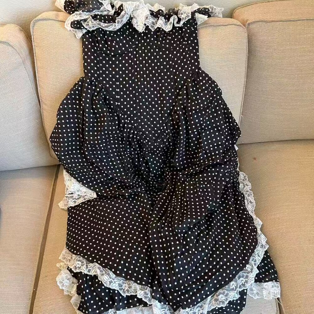 Selkie The Black Polka Dot Cupid Midi Dress Small - Picture 4 of 10